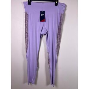 Reebok Womens Sx XL Lavender Leopard Tiger Print Athletic Leggings Pants